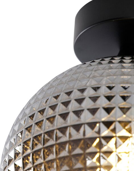 Plafon / Lampy sufitowe art deco czarny z przydymionym szkłem - Sphere Oswietlenie wewnetrzne