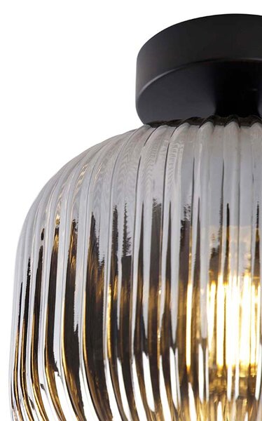 Plafon / Lampy sufitowe art deco czarny z przydymionym szkłem - Karel Oswietlenie wewnetrzne