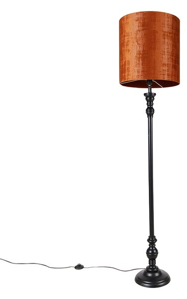 Klasyczna lampa podłogowa czarna z kloszem czerwony 40 cm - Classico Oswietlenie wewnetrzne