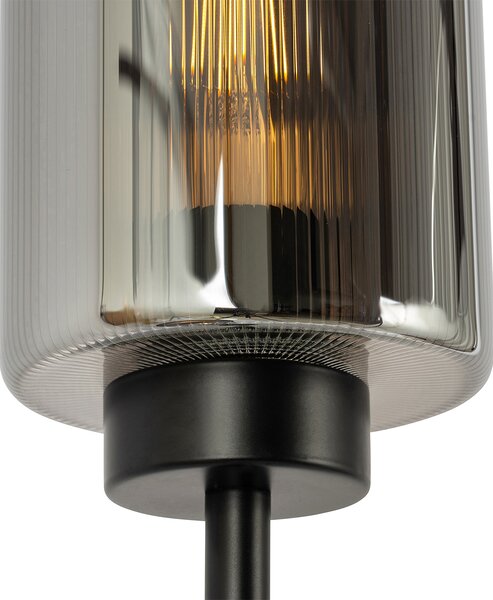 Inteligentna lampa podłogowa czarna z przydymionym szkłem, 2-źródłowa, z 2 Wifi ST64 - Laura