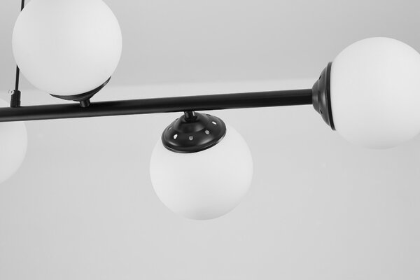 LAMPA WISZĄCA SUFITOWA ŻYRANDOL NOWOCZESNA CZARNA BIAŁE KULE FINO 8 LED