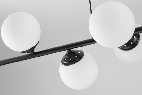 LAMPA WISZĄCA SUFITOWA ŻYRANDOL NOWOCZESNA CZARNA BIAŁE KULE FINO 8 LED
