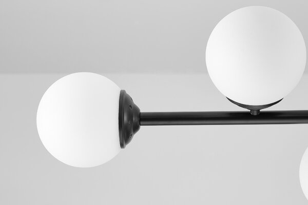 LAMPA WISZĄCA SUFITOWA ŻYRANDOL NOWOCZESNA CZARNA BIAŁE KULE FINO 8 LED
