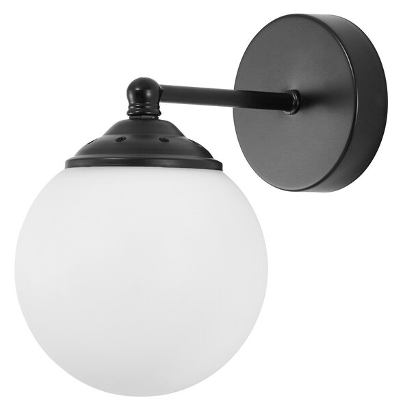 KINKIET LAMPA ŚCIENNA NOWOCZESNA CZARNA BIAŁA KULA FINO W1 LED