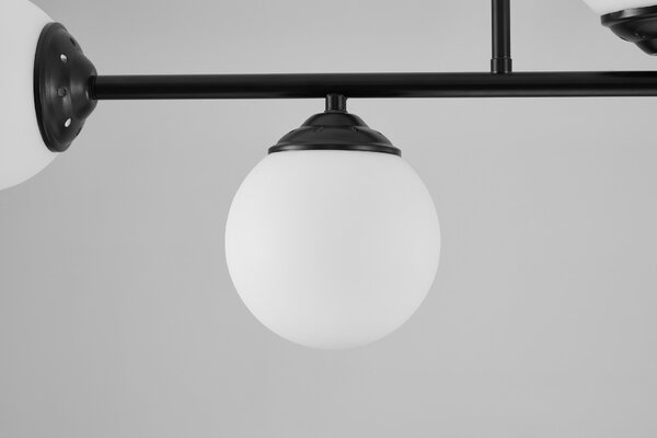 LAMPA WISZĄCA SUFITOWA PLAFON NOWOCZESNA CZARNA BIAŁE KULE FINO 4 LED