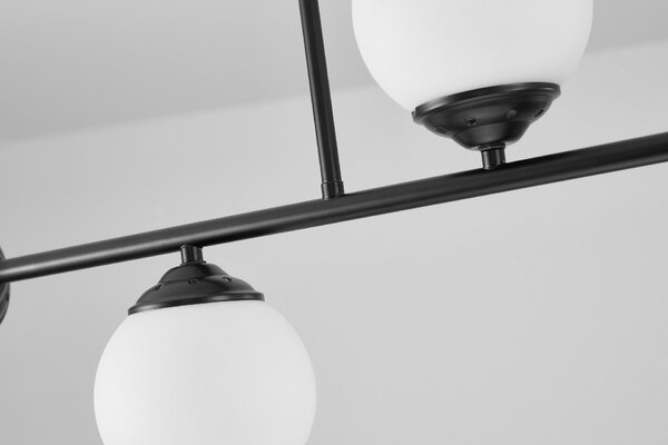 LAMPA WISZĄCA SUFITOWA PLAFON NOWOCZESNA CZARNA BIAŁE KULE FINO 4 LED