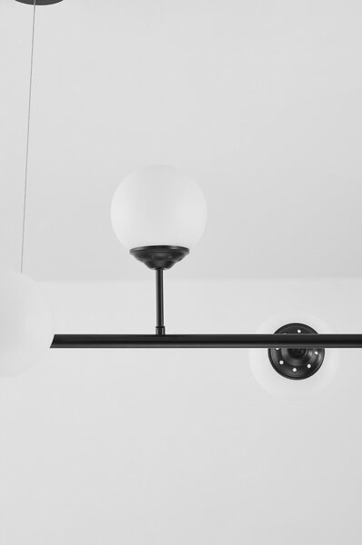 LAMPA WISZĄCA SUFITOWA NOWOCZESNA CZARNA BIAŁE KULE FINO 6 LED