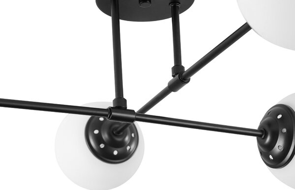 LAMPA WISZĄCA SUFITOWA ŻYRANDOL NOWOCZESNA CZARNA BIAŁE KULE FINO 4 LED