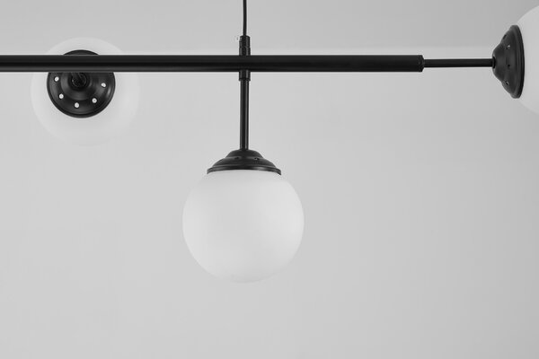 LAMPA WISZĄCA SUFITOWA NOWOCZESNA CZARNA BIAŁE KULE FINO 6 LED