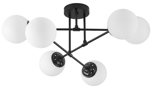 LAMPA WISZĄCA SUFITOWA ŻYRANDOL NOWOCZESNA CZARNA BIAŁE KULE FINO 6 LED