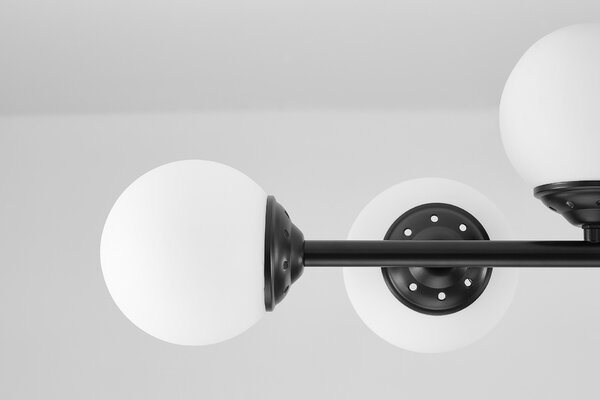 LAMPA WISZĄCA SUFITOWA NOWOCZESNA CZARNA BIAŁE KULE FINO 8 LED