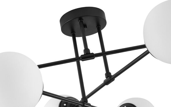 LAMPA WISZĄCA SUFITOWA ŻYRANDOL NOWOCZESNA CZARNA BIAŁE KULE FINO 6 LED