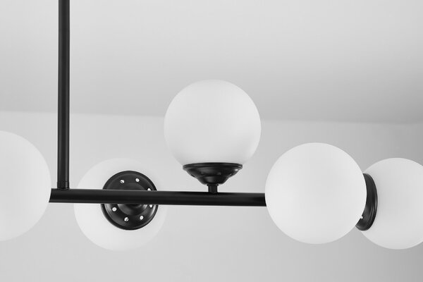 LAMPA WISZĄCA SUFITOWA NOWOCZESNA CZARNA BIAŁE KULE FINO 8 LED