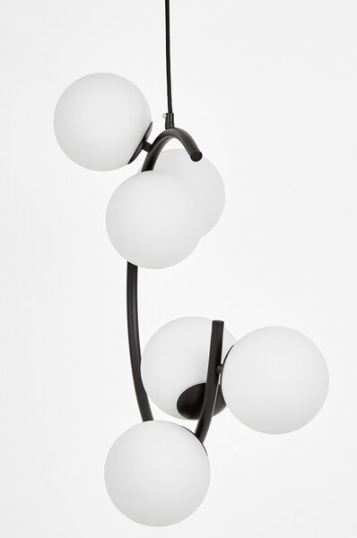 LAMPA WISZĄCA SUFITOWA NOWOCZESNA CZARNA BIAŁE KULE BONIO 6