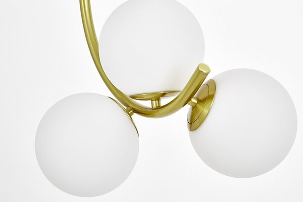 LAMPA WISZĄCA SUFITOWA NOWOCZESNA MOSIĘŻNA BIAŁE KULE BONIO 3