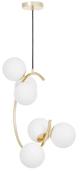 LAMPA WISZĄCA SUFITOWA NOWOCZESNA ZŁOTA BIAŁE KULE BONIO 6