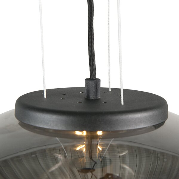 Designerska lampa wisząca czarna z dymionym szkłem - Bliss Oswietlenie wewnetrzne