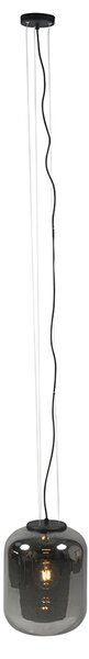 Designerska lampa wisząca czarna z dymionym szkłem - Bliss Oswietlenie wewnetrzne