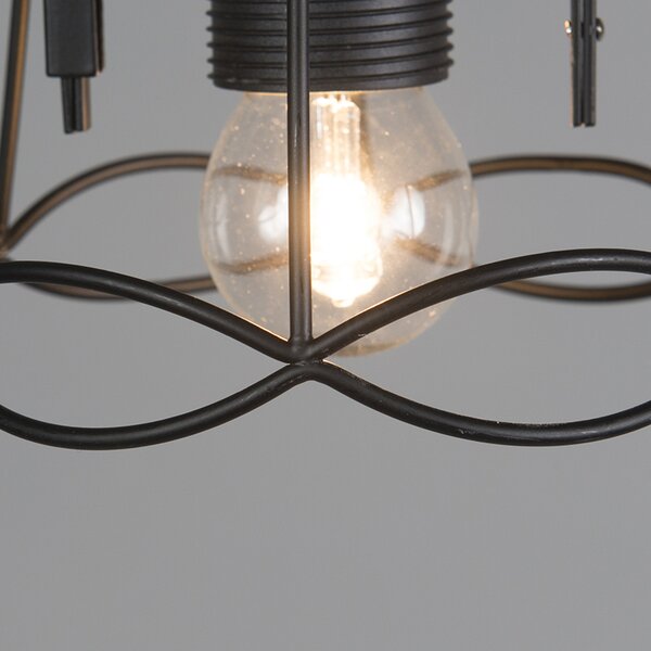 Retro lampa wisząca czarna 15 cm - Granny Frame