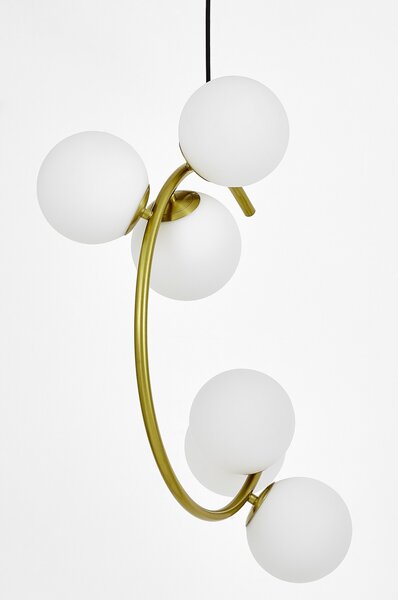 LAMPA WISZĄCA SUFITOWA NOWOCZESNA MOSIĘŻNA BIAŁE KULE BONIO 6