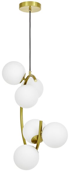 LAMPA WISZĄCA SUFITOWA NOWOCZESNA MOSIĘŻNA BIAŁE KULE BONIO 6