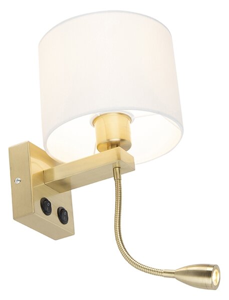 Lampa ścienna w stylu art deco złota z białym kloszem - Brescia
