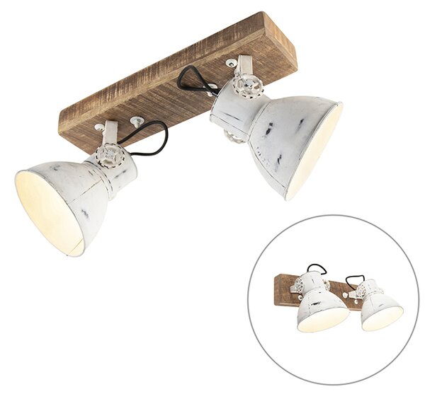 Przemysłowy Reflektorek / Spot / Spotow biały drewno 2-źródła światła - Mangoes Oswietlenie wewnetrzne