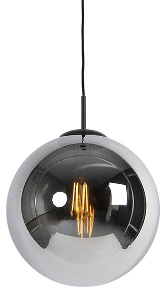 Lampa wisząca Art Deco czarna z dymionym szkłem 30 cm - Pallon Oswietlenie wewnetrzne