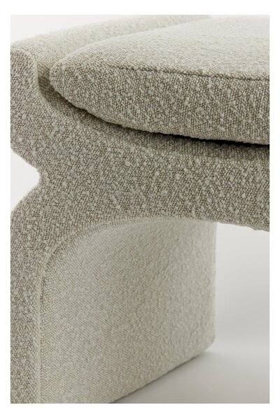 Kremowy puf z materiału bouclé Nafya – Light & Living