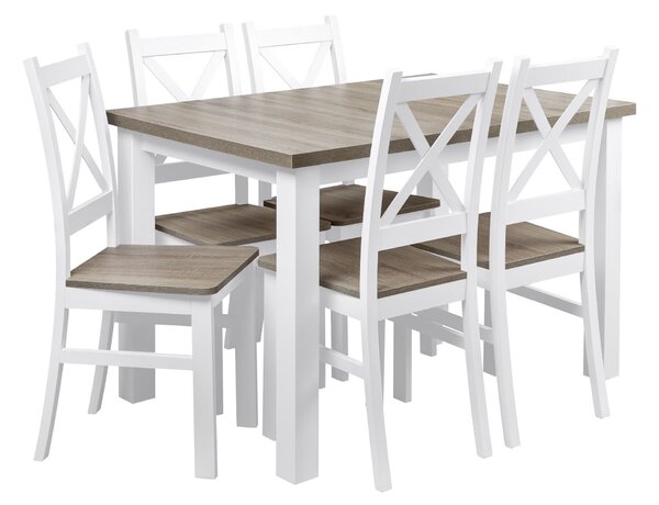 Stół z 5 krzesłami do kuchni jadalni Z064 Biały/San Remo Ciemne