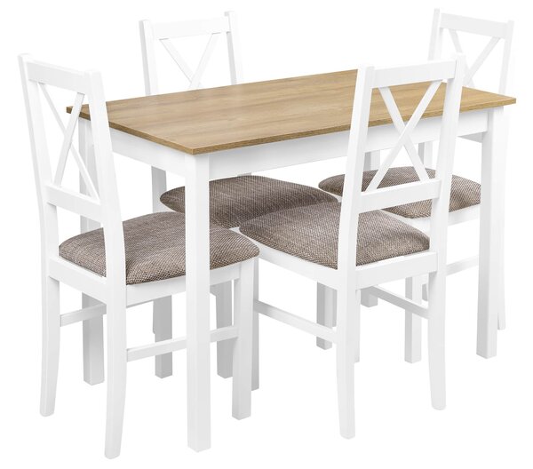 Zestaw stół z krzesłami biały do kuchni jadalni X002 (4 krzesła)