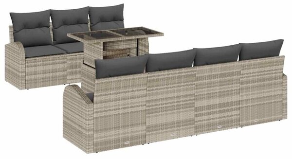 Zestaw Mebli Ogrodowych Komplet Wypoczynkowy Z Poduszkami 8-Częściowy Szary Rattan Na Taras Balkon Ogród