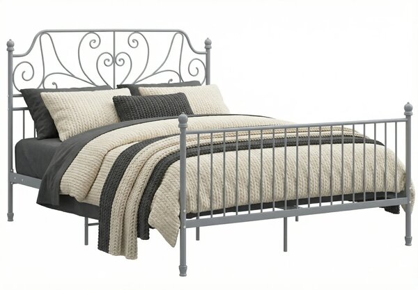 Szare metalowe łóżko w stylu loftowym 140x200 cm G4-W98