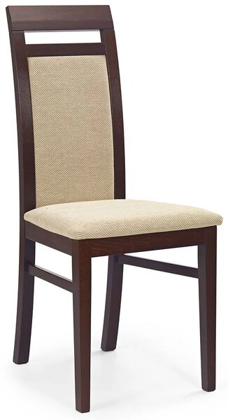 Krzesło tapicerowane drewniane Tolen - ciemny orzech