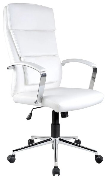 Obrotowy biały fotel biurowy z ekoskóry - Levan
