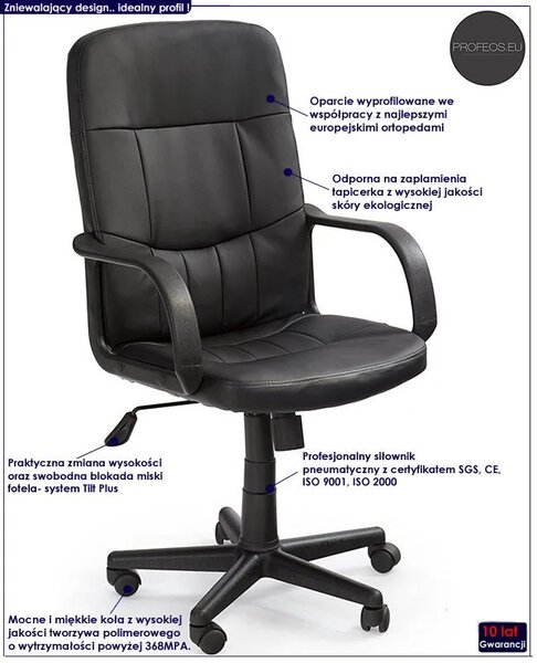 Biurowy Fotel Czarny Obrotowy H6-D04