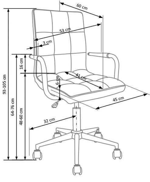 Czarny pikowany fotel dla ucznia R1-H36