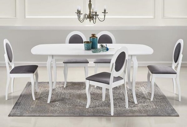 Biały owalny stół rozkładany w stylu glamour 150x90 cm