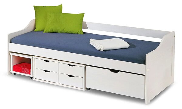 Jednoosobowe łóżko z szufladami Nixer - białe