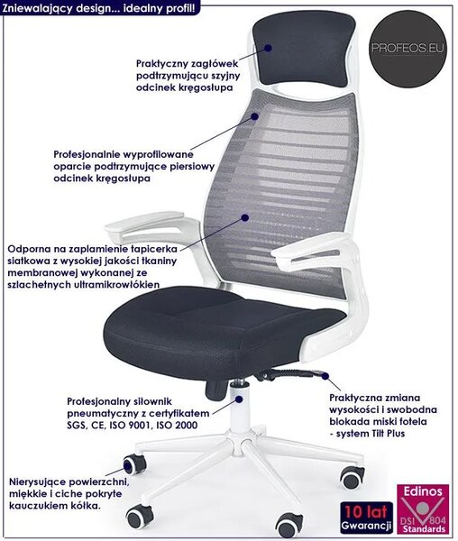 Szary fotel obrotowy biurowy S0-Z40