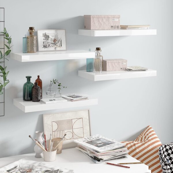 Komplet półek wiszących ściennych biały połysk 50 cm | Umeblowana.com