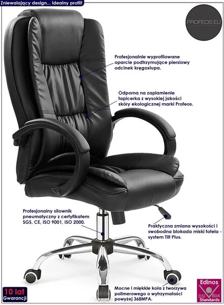 Czarny ergonomiczny biurowy fotel obrotowy A5-R11