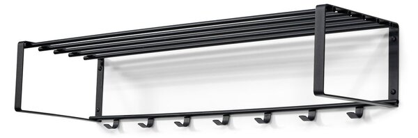 Czarny metalowy wieszak ścienny z półką 100 cm Rex – Spinder Design