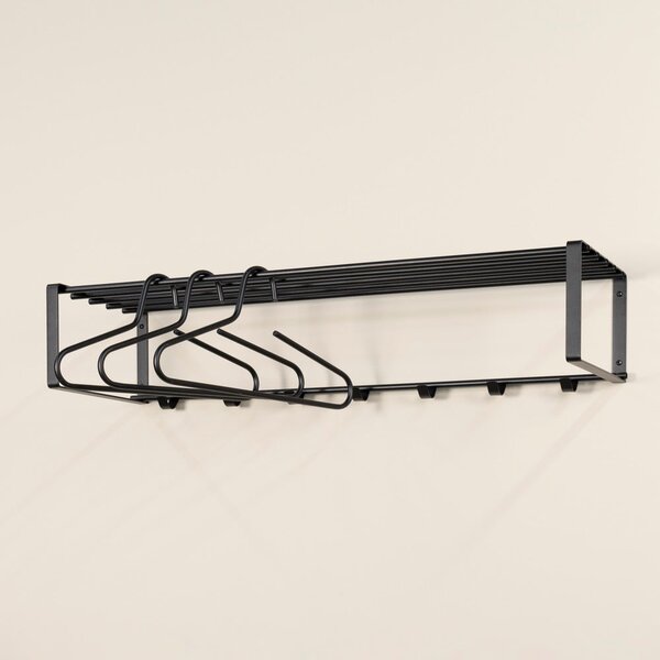 Czarny metalowy wieszak ścienny z półką 100 cm Rex – Spinder Design