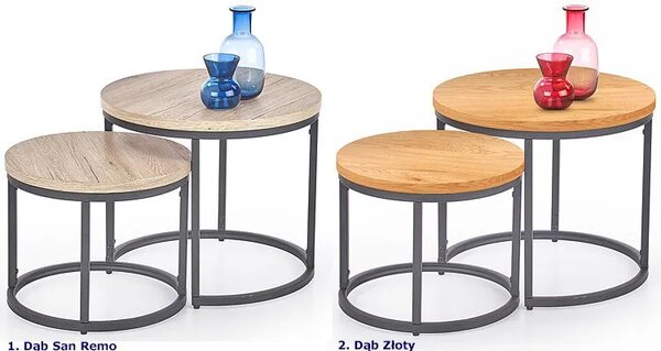 Zestaw dwóch stolików w stylu loft - R0-F21