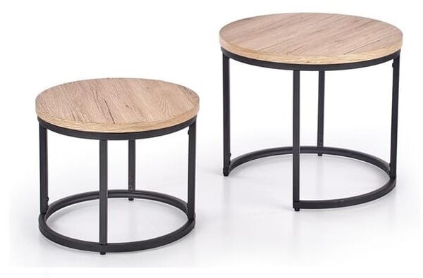 Komplet okrągłych stolików kawowych loft | Umeblowana.com