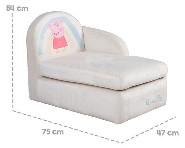 Biała aksamitna sofa dla dzieci 75 cm Peppa Pig – Roba