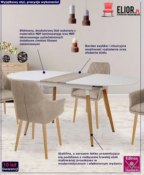 Rozkładany stół w białym kolorze L1-D60