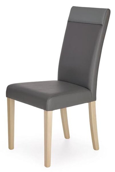 Szare krzesło drewniane z ecoskórą wysokie oparcie