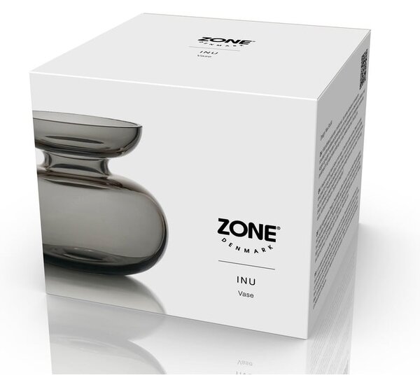 Jasnoszary szklany ręcznie wykonany wazon (wysokość 9 cm) Inu – Zone